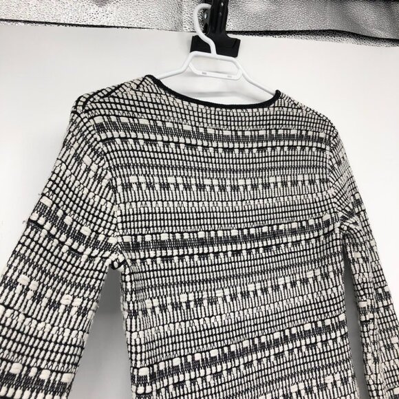 Helmut Lang Black + White knit mixed print linen  blend bodycon mini dress SP - Picture 6 of 16
